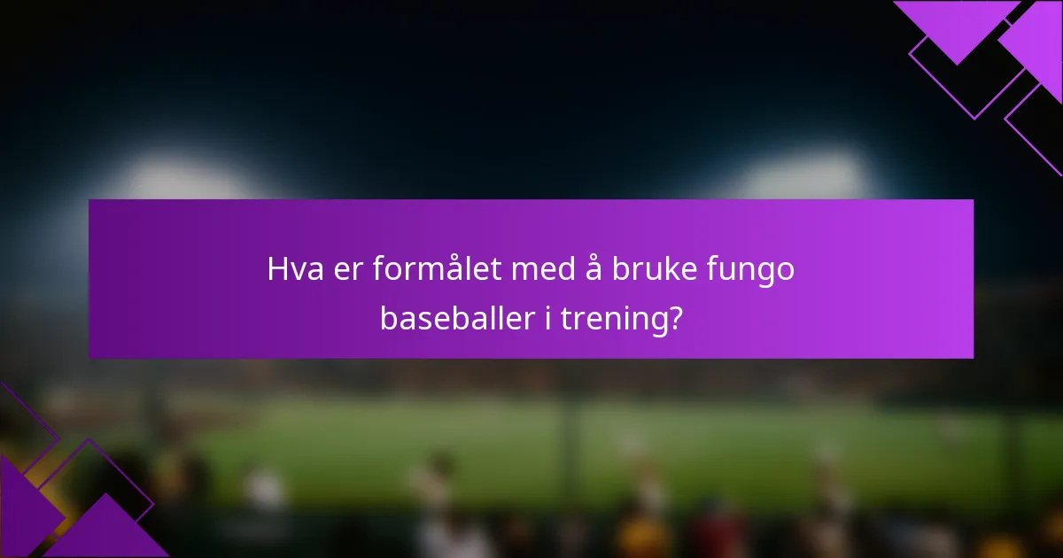 Hva er formålet med å bruke fungo baseballer i trening?