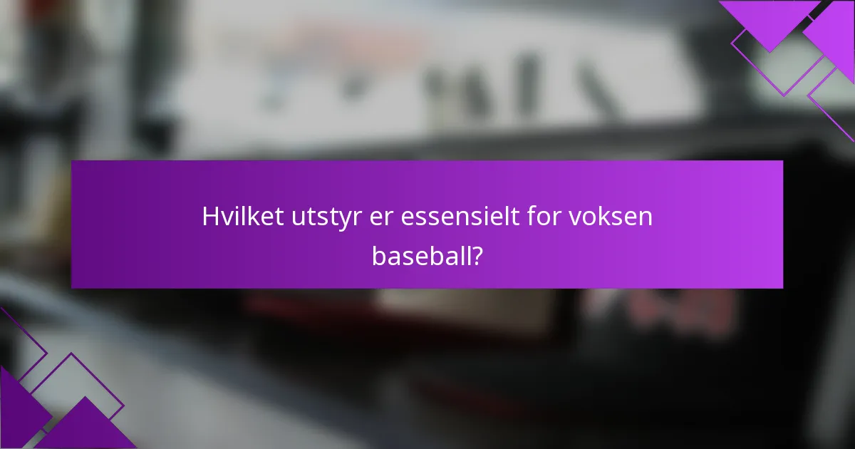 Hvilket utstyr er essensielt for voksen baseball?
