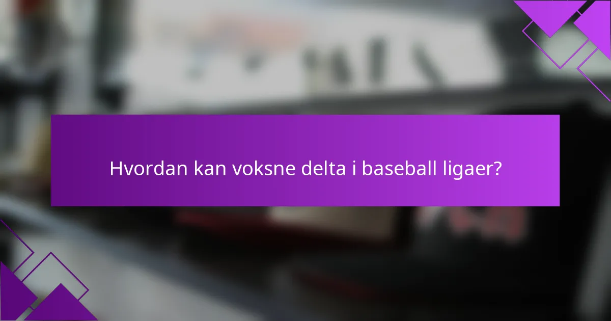 Hvordan kan voksne delta i baseball ligaer?